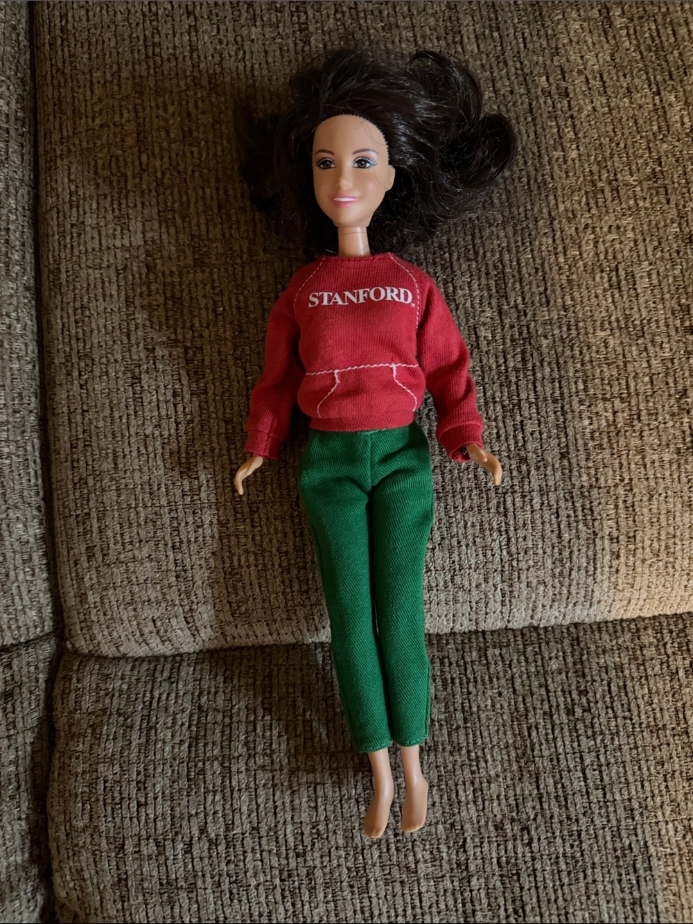 Mattel Doll with Red Stanford Sweatshirt and Green Pants